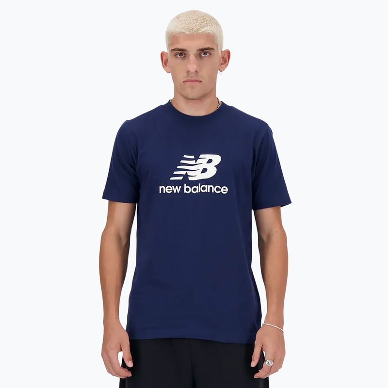 Vyriški marškinėliai New Balance Stacked Logo navy