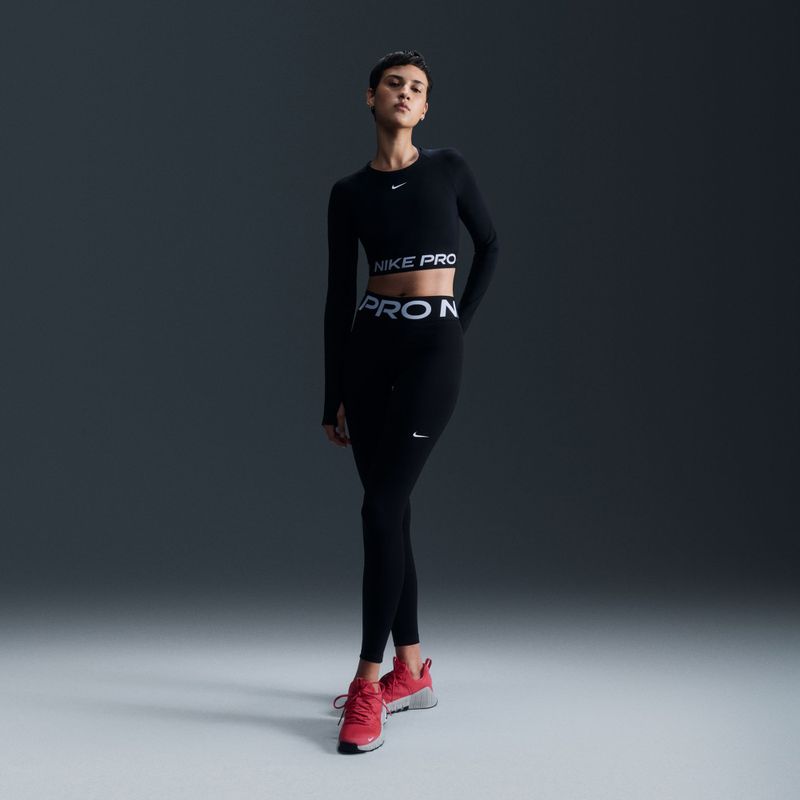 Moteriški treniruočių marškinėliai ilgomis rankovėmis Nike Pro 365 Dri-Fit black/white 7