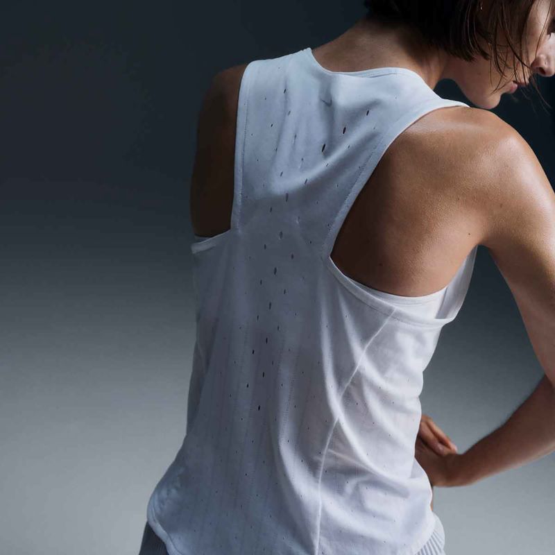Moteriški "Nike AeroSwift Dri-Fit ADV Singlet" balti / juodi / juodi bėgimo marškinėliai 5