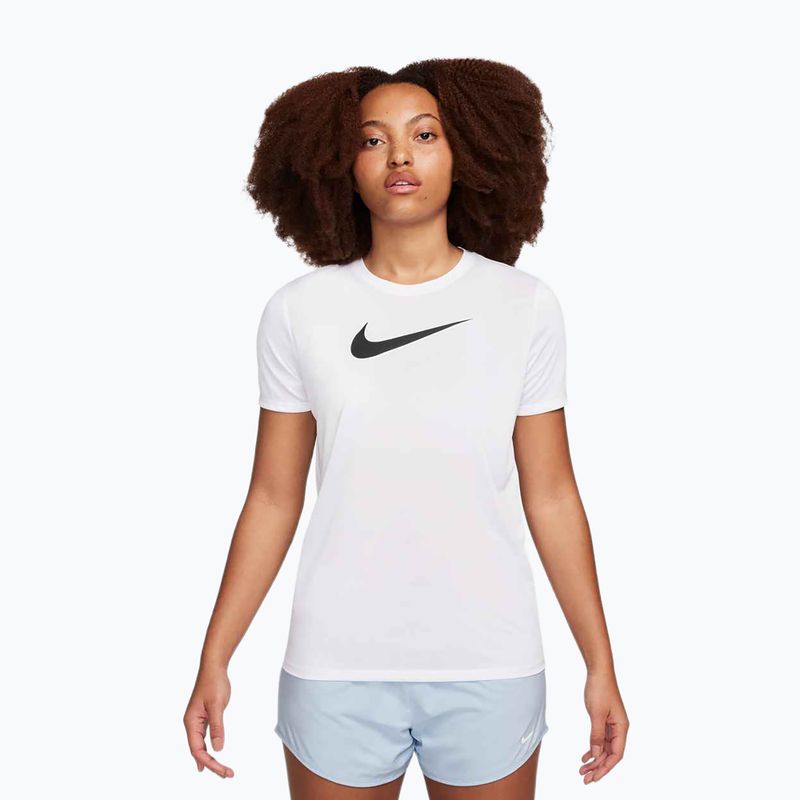 Nike Dri-Fit baltos/juodos spalvos moteriški treniruočių marškinėliai