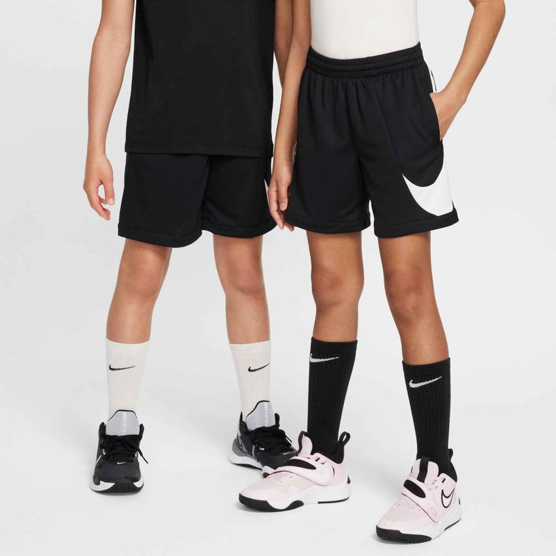 Nike Dri-Fit Multi+ vaikiški treniruočių šortai juodi/balti/juodi 5