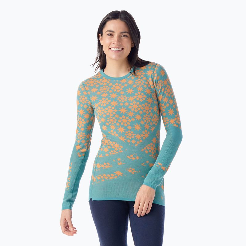 Moteriški termoaktyvūs marškinėliai Smartwool Intraknit Thermal Merino Base Layer Pattern Crew cascade
