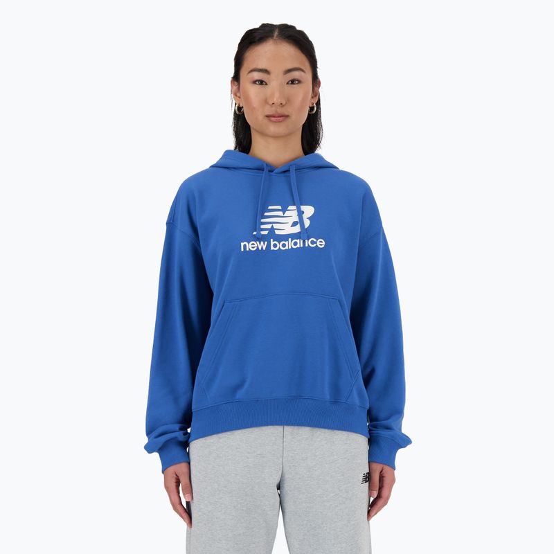 Moteriškas džemperis New Balance French Terry Stacked Logo Hoodie blueagat