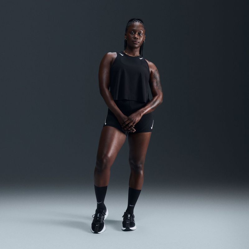 Moteriški bėgimo marškinėliai Nike AeroSwift Dri-Fit ADV Cropped Tank Top black/white 8