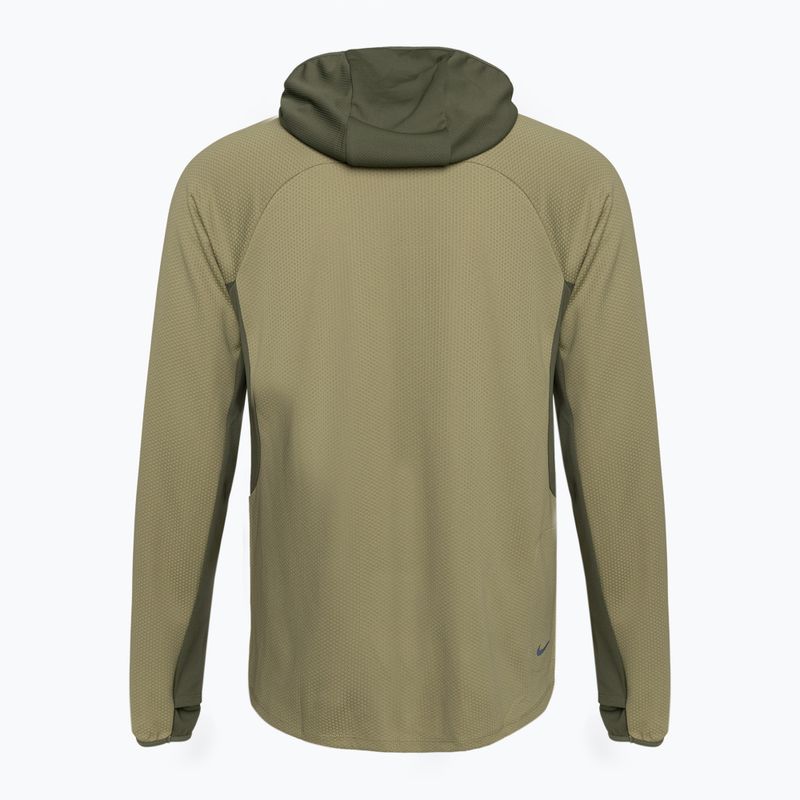 Moteriški bėgimo marškinėliai ilgomis rankovėmis Nike Trail Dri-Fit UV LS Hoodie neutral olive/medium olive/lilac bloom 2