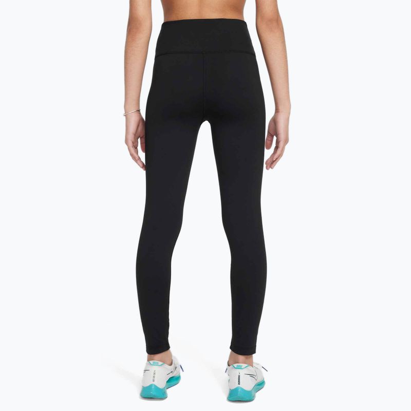 Nike One Dri-Fit High-Waisted juodos/baltos spalvos vaikiškos tamprės 3