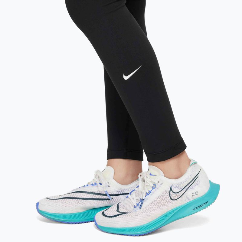Nike One Dri-Fit High-Waisted juodos/baltos spalvos vaikiškos tamprės 4