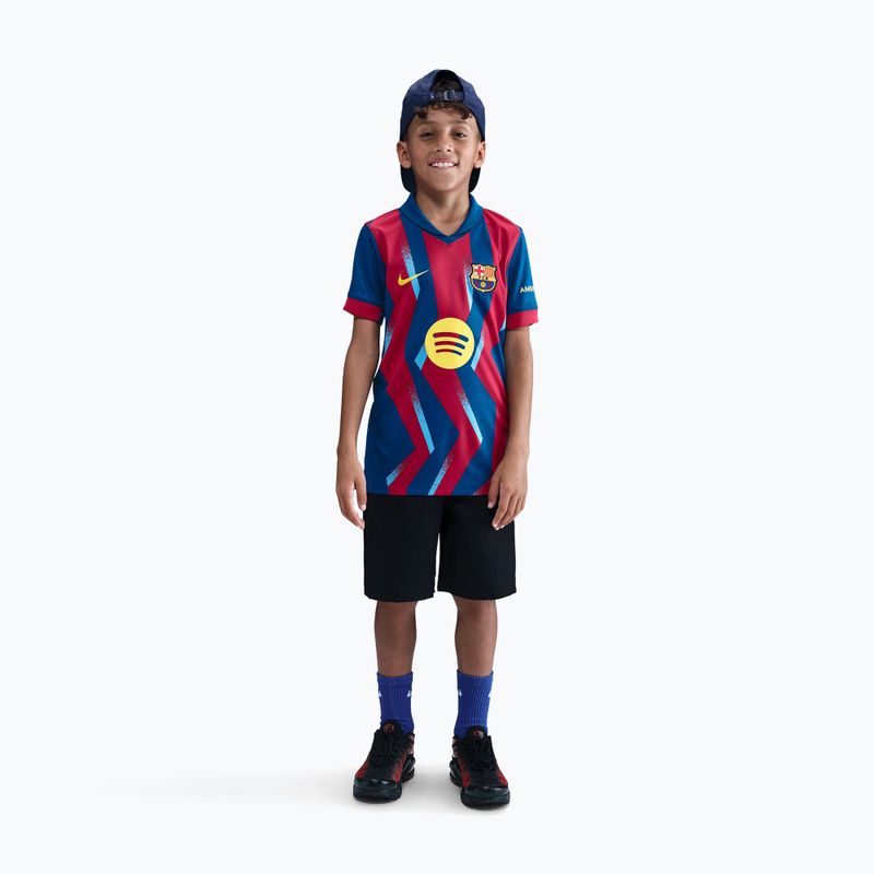 Vaikiški futbolo marškinėliai Nike FC Barcelona 2025/26 Stadium Fourth gym blue/gym blue/salsa red/opti yellow 2