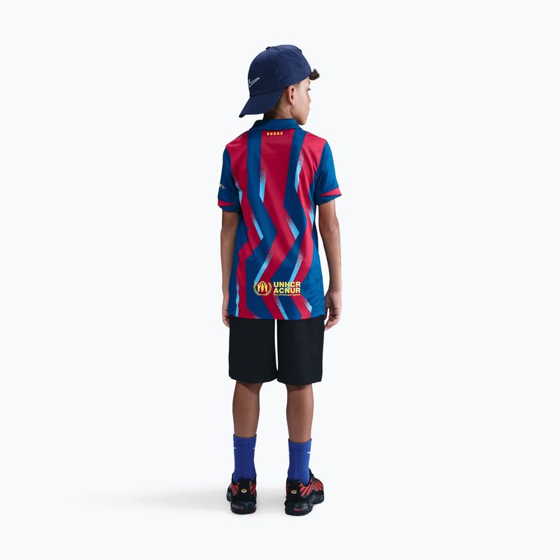 Vaikiški futbolo marškinėliai Nike FC Barcelona 2025/26 Stadium Fourth gym blue/gym blue/salsa red/opti yellow 3