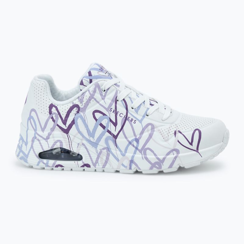 Moteriški batai SKECHERS JGoldcrown Uno Spread The Love white/light purple 2