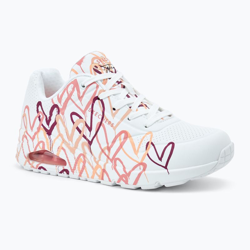 Moteriški batai SKECHERS JGoldcrown Uno Spread The Love white/coral