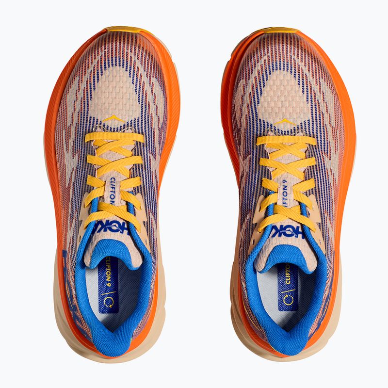 HOKA Clifton 9 ultramarino/electric tangerine vaikiški bėgimo bateliai 12