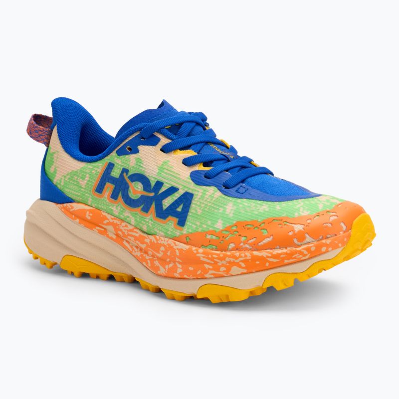 Vaikiški bėgimo bateliai HOKA Speedgoat 6 ultramarine/electric lime