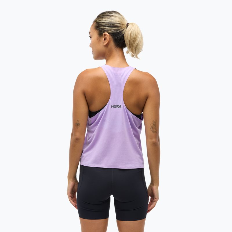 Moteriški bėgimo marškinėliai HOKA Race Day Singlet aster flower 3