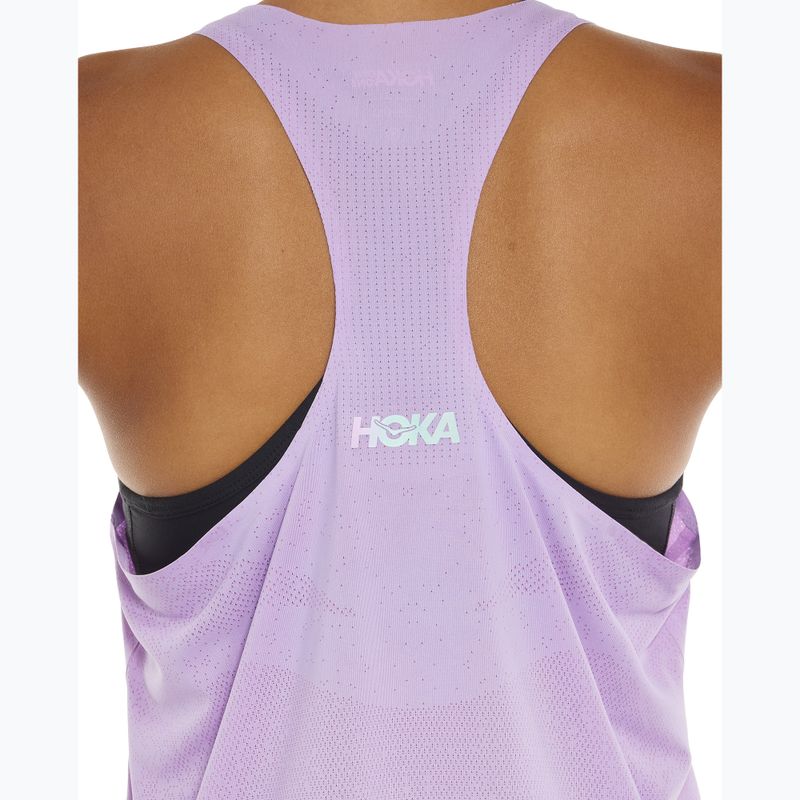 Moteriški bėgimo marškinėliai HOKA Race Day Singlet aster flower 8