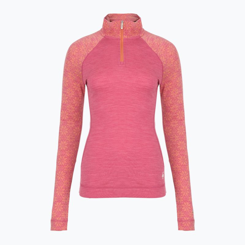Moteriškas termoaktyvus džemperis Smartwool Classic Thermal Merino Base Layer 1/4 Zip Boxed garden pink digi snow 3