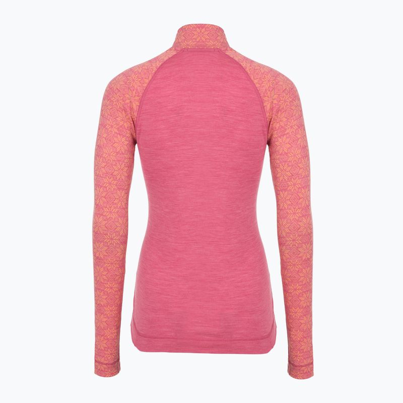 Moteriškas termoaktyvus džemperis Smartwool Classic Thermal Merino Base Layer 1/4 Zip Boxed garden pink digi snow 4