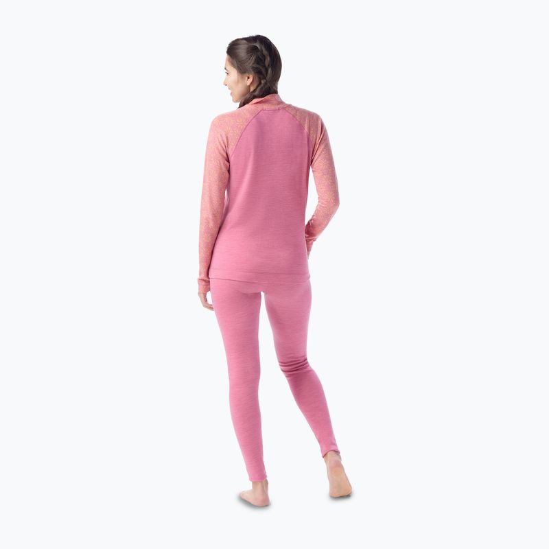 Moteriškas termoaktyvus džemperis Smartwool Classic Thermal Merino Base Layer 1/4 Zip Boxed garden pink digi snow 2