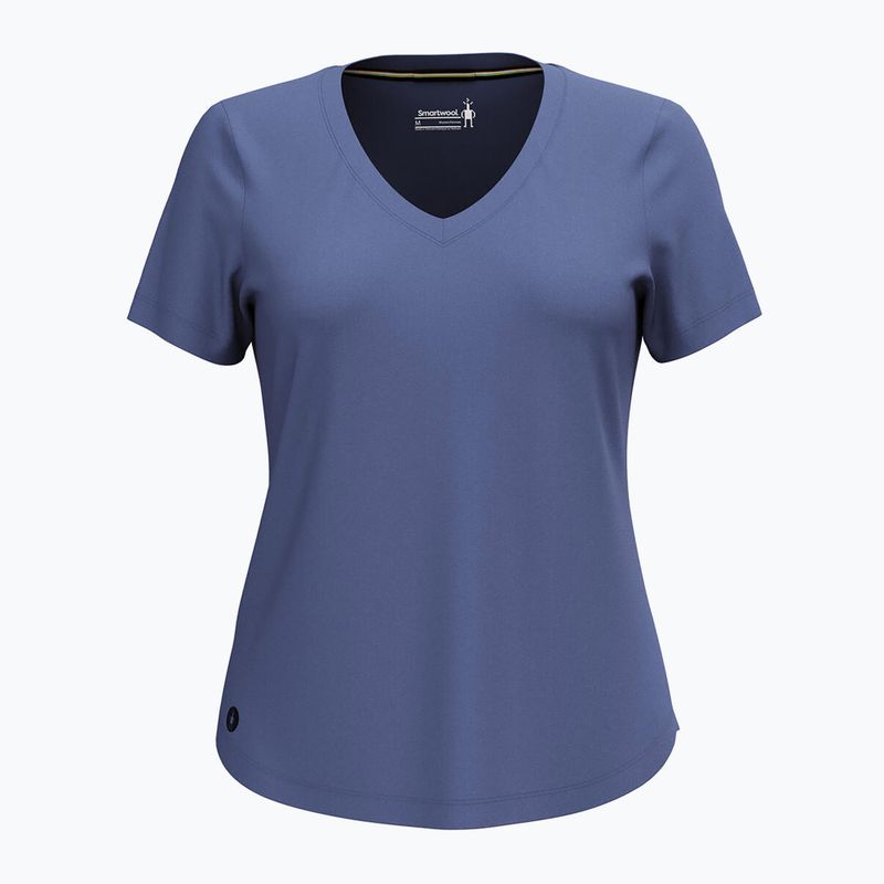 Moteriški žygio marškinėliai Smartwool Active Ultralite V-Neck nightfall blue 3