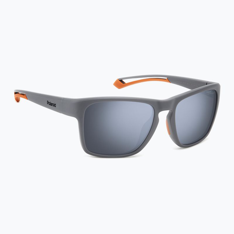 Vyriški akiniai nuo saulės Polaroid PLD 7052/S matte grey/silver mirror polarized high contrast