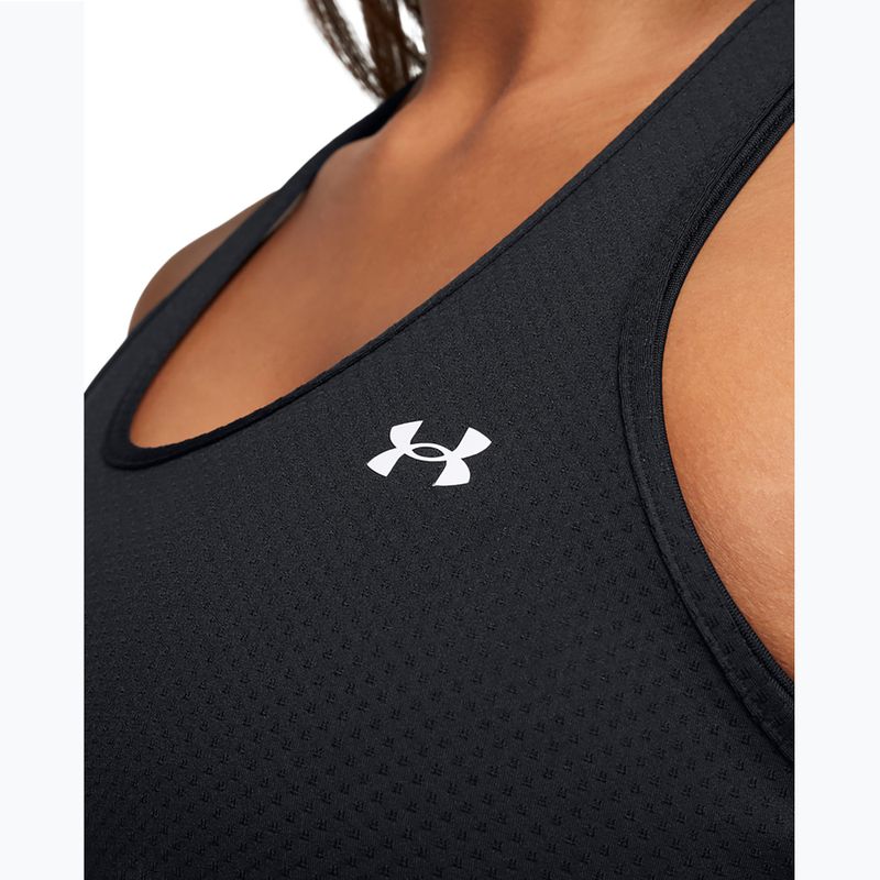 "Under Armour HeatGear Armour Racer" juoda/balta moteriška treniruočių liemenėlė 3