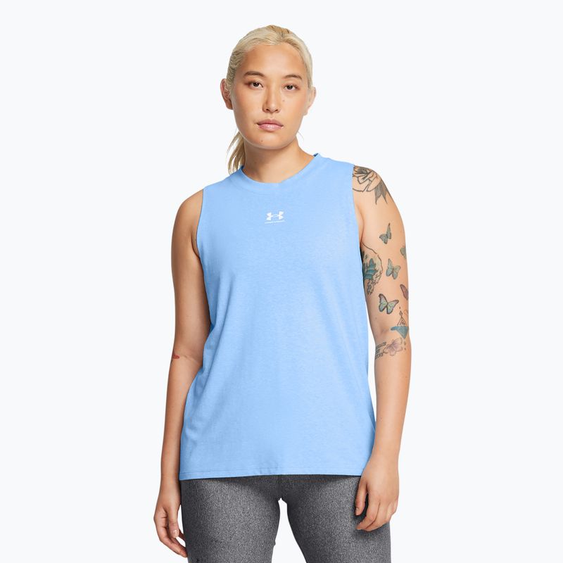 Moteriškas treniruočių tank topas Under Armour Rival Muscle Tank horizon blue/white