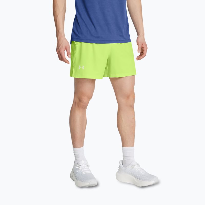 Vyriški bėgimo šortai Under Armour Launch Elite 5" morph green/morph green/reflective