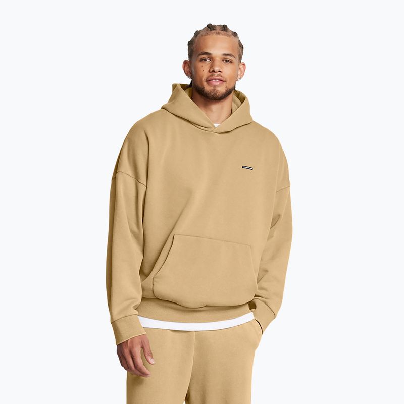 Vyriškas džemperis Under Armour Icon HWT Fleece Wash OS Hoodie camel/white