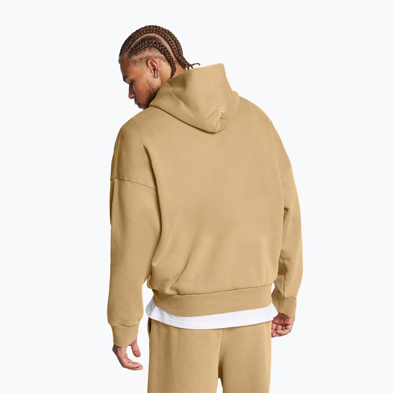 Vyriškas džemperis Under Armour Icon HWT Fleece Wash OS Hoodie camel/white 3