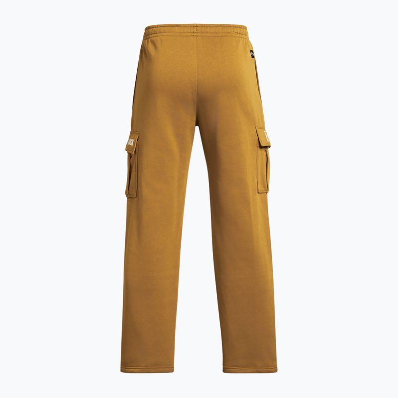 Vyriškos treniruotės kelnės Under Armour Project Rock Icon Fleece geltonos okros/spalvos dumblas 2