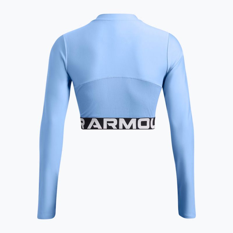 Moteriška Under Armour Heat Gear Rib 1/4 Zip treniruočių viršutinė dalis horizon blue/white 2