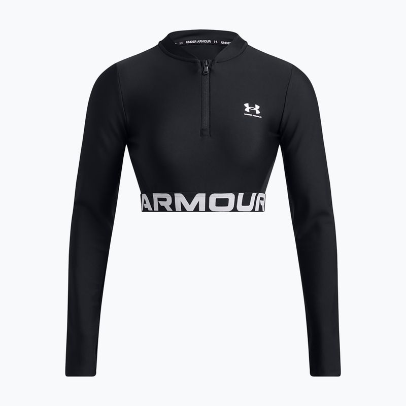 Moteriška Under Armour Heat Gear Rib 1/4 Zip treniruočių viršutinė dalis black/black/white 2