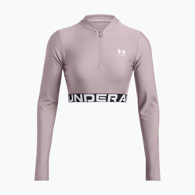 Moteriška Under Armour Heat Gear Rib 1/4 Zip tetra pilka/balta treniruočių viršutinė dalis 3