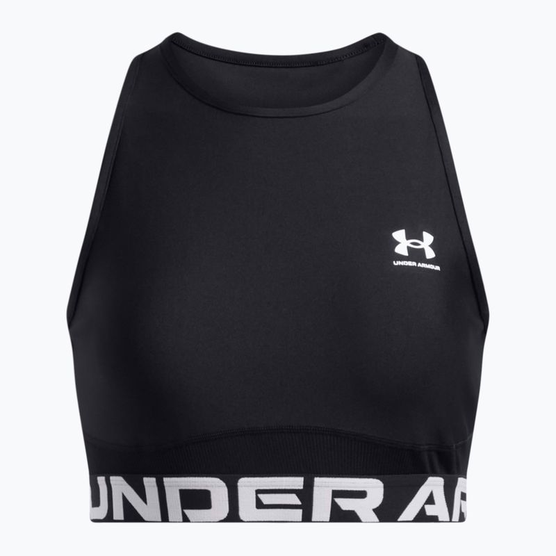 Under Armour Heat Gear Rib Tank juoda/juoda/balta moteriška treniruočių viršutinė dalis