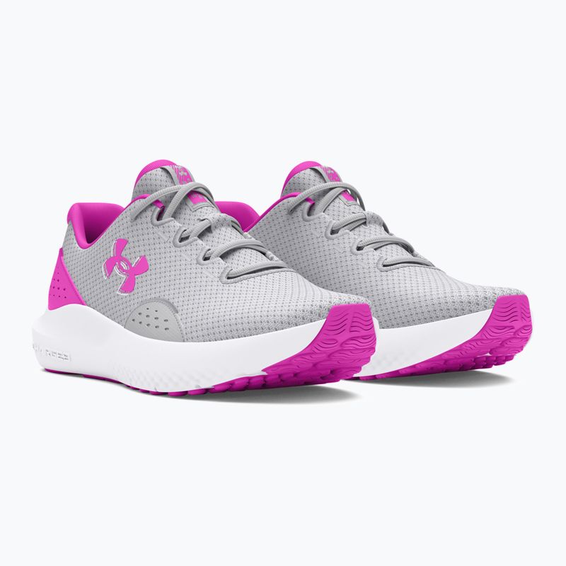 Under Armour Charged Surge 4 halo grey/vivid magenta/vivid magenta moteriški bėgimo bateliai 8