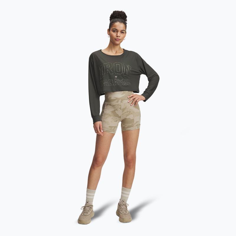 Moteriški marškinėliai ilgomis rankovėmis Under Armour Project Rock IP baroque green/city khaki/city khaki 2