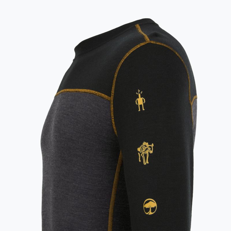 Vyriški termo marškinėliai Smartwool Classic Thermal Merino Base Layer Colorblock Crew Boxed charcoal/honey gold 6