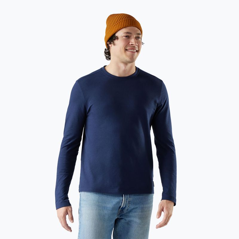 Vyriški ilgomis rankovėmis žygių marškinėliai Smartwool Perfect Crew deep navy