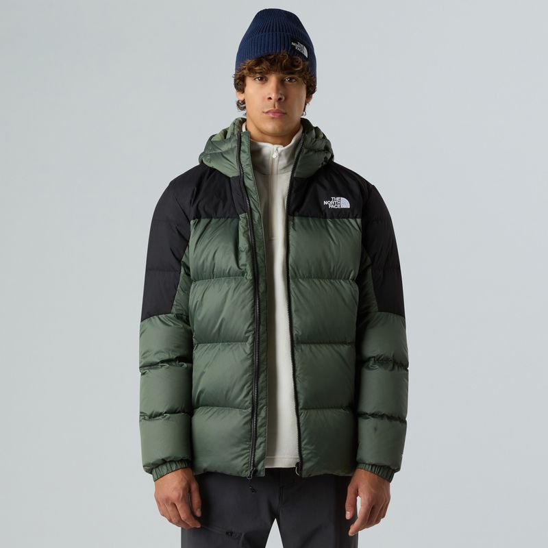 Vyriška The North Face Diablo Down 2.0 Hoodie pečių rūkas/juoda viržinė pūkinė striukė 4