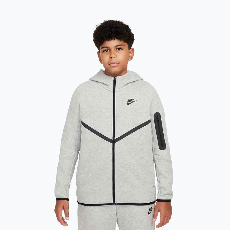 Vaikiški "Nike Sportswear Tech Fleece" džemperis su užtrauktuku "Full-Zip" tamsiai pilka heather/juoda/juoda