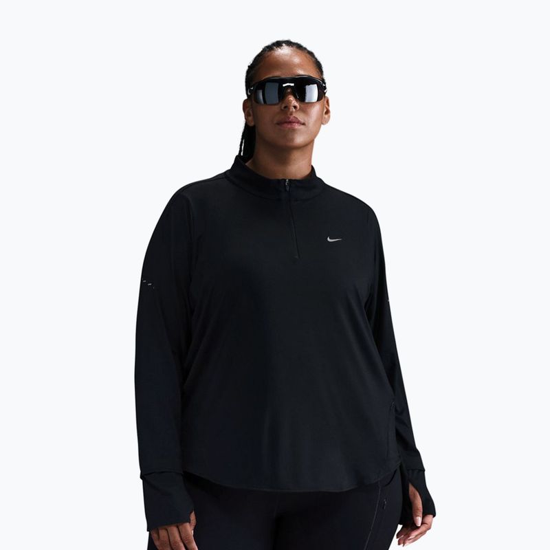 Moteriški bėgimo marškinėliai ilgomis rankovėmis Nike Swift Dri-FIT UV 1/4-Zip Plus Size black
