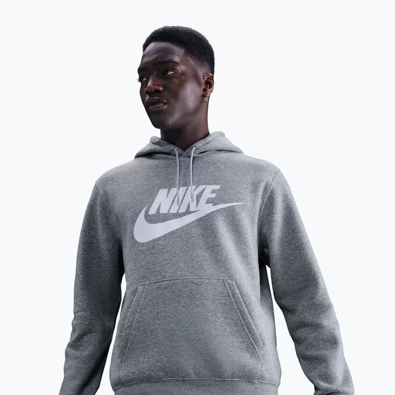 Vyriškas džemperis Nike Club Pullover Hoodie dark grey heather/light smoke grey/white 4