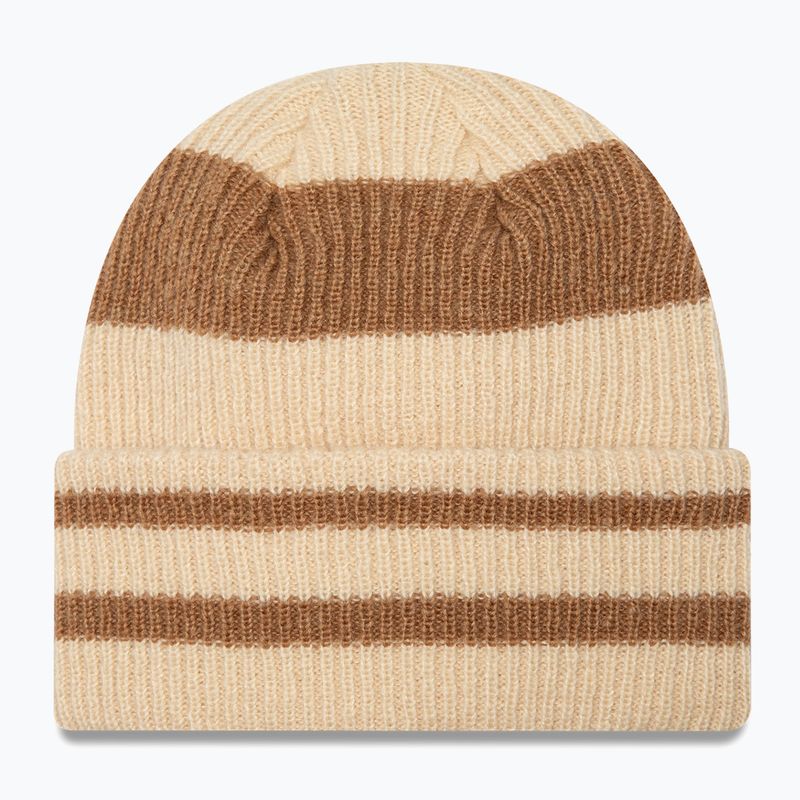 Moteriška žieminė kepurė New Era Stripe Cuff Knit Beanie beige 2
