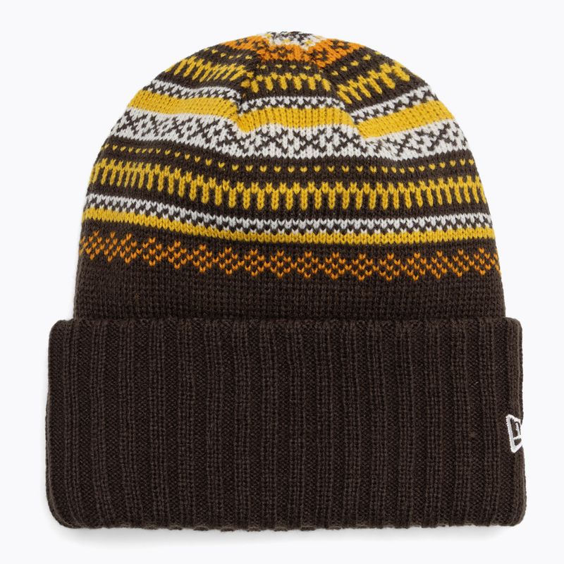 Moteriška žieminė kepurė New Era Rail Isle Cuff Knit Beanie dark brown