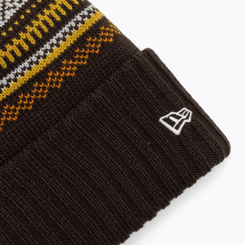 Moteriška žieminė kepurė New Era Rail Isle Cuff Knit Beanie dark brown 3