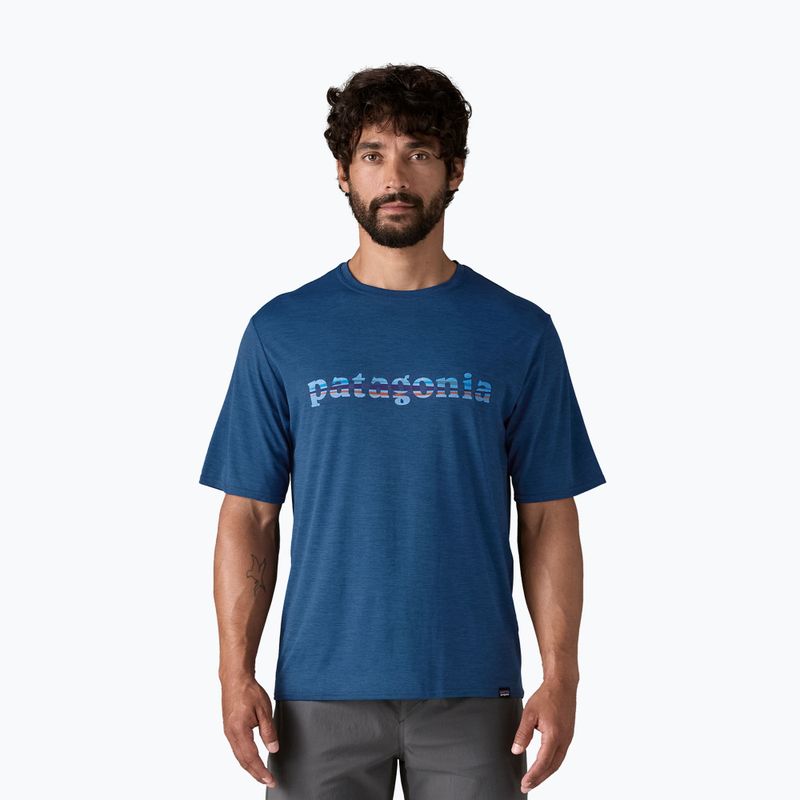 Vyriški marškinėliai Patagonia Cap Cool Daily Graphic Shirt '73 text logo / clement blue x-dye