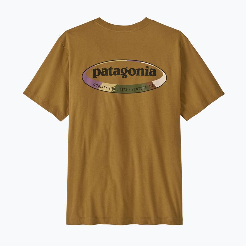 Vyriški marškinėliai Patagonia '95 Oval Logo bobcat brown/sunshine 2