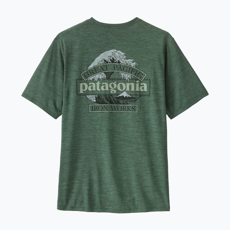 Vyriški marškinėliai Patagonia Cap Cool Daily Great Waves canopy green - light canopy green x-dye 2