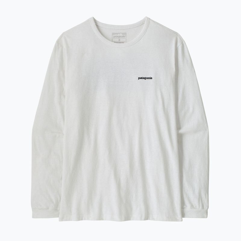 Moteriški marškinėliai ilgomis rankovėmis Patagonia P-6 Logo Responsibili-Tee LS fiber white