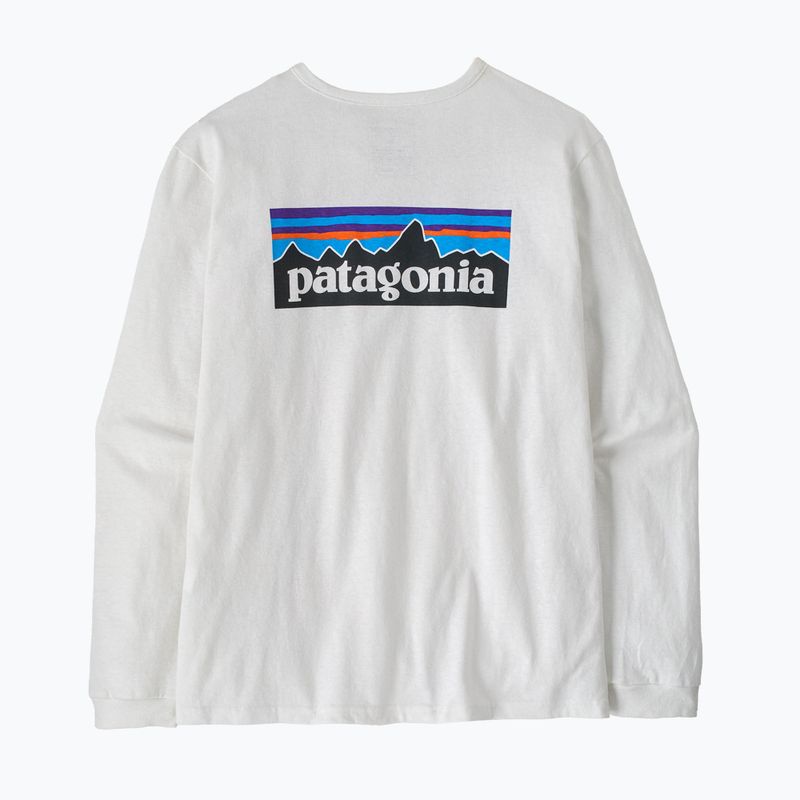 Moteriški marškinėliai ilgomis rankovėmis Patagonia P-6 Logo Responsibili-Tee LS fiber white 2